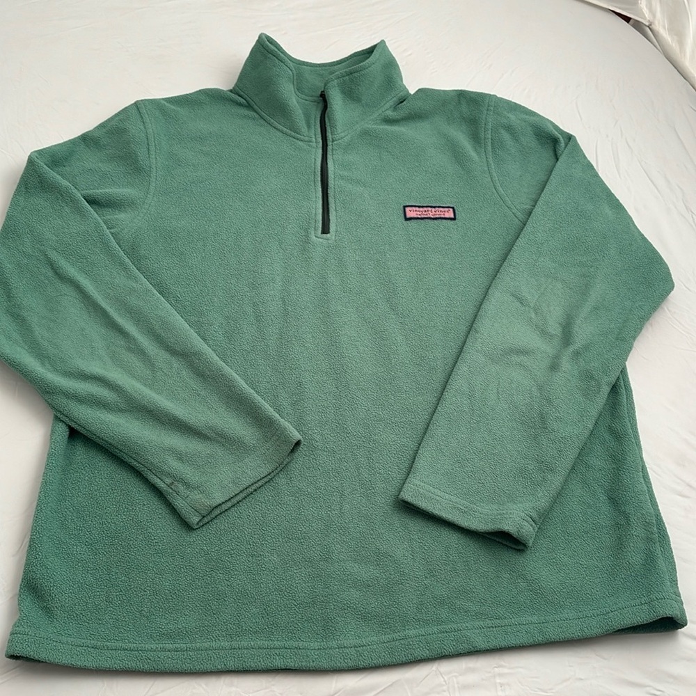Vineyard Vines green lightweight half zip fleece pullover
